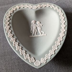 Heart Shaped Decorative Dudson England Jasperware Dish Cherub Design Vintage